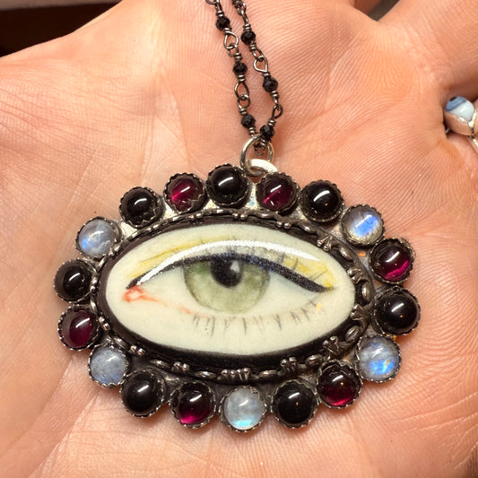 Sterling Gothic Victorian Lover’s Eye Necklace Mabel