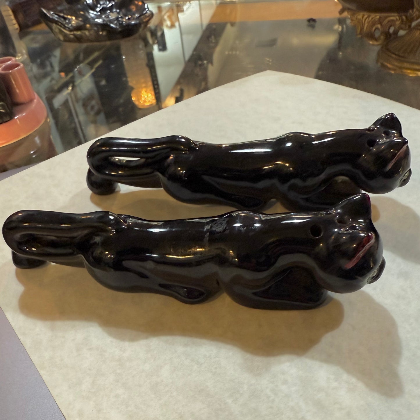 Antique Black Cat Salt & Pepper Shakers