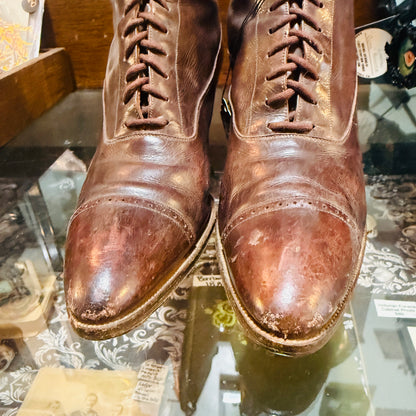 Victorian Brown Leather Witch Boots