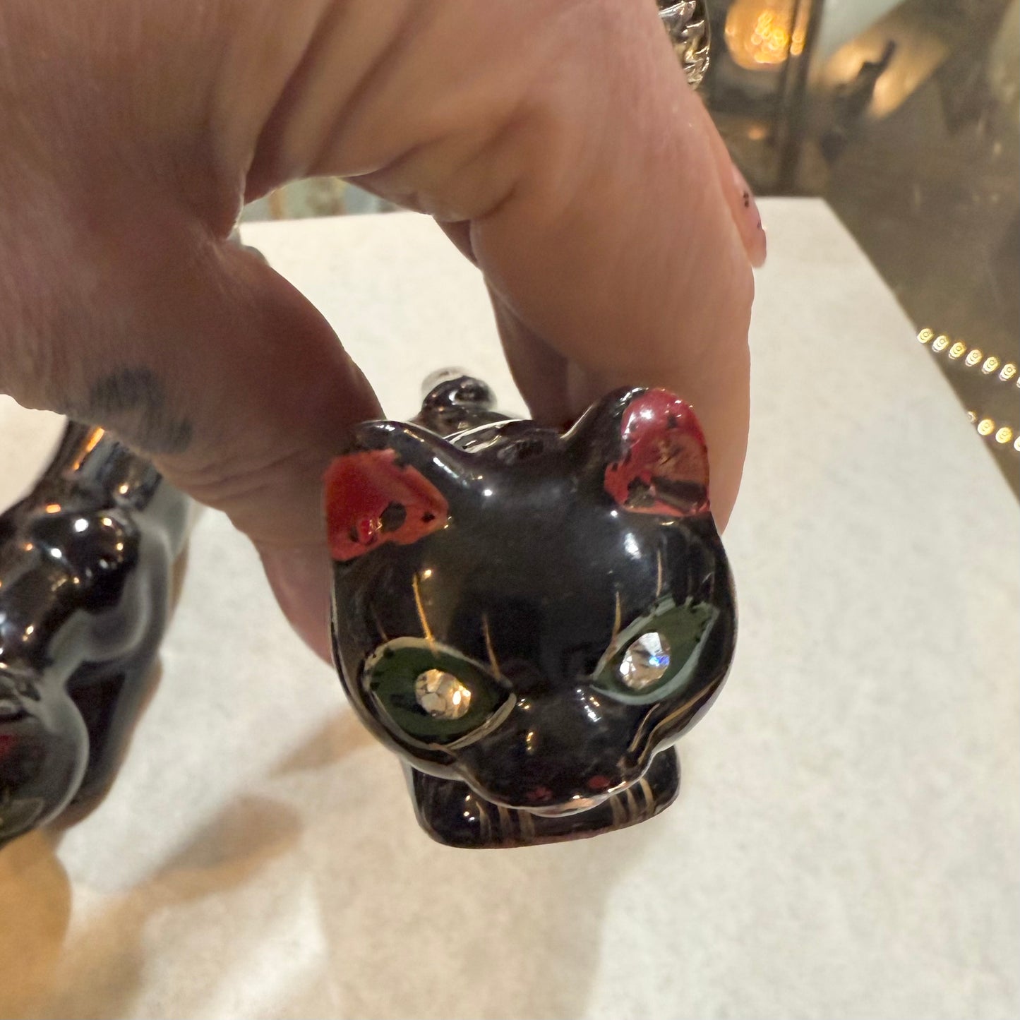 Antique Black Cat Salt & Pepper Shakers