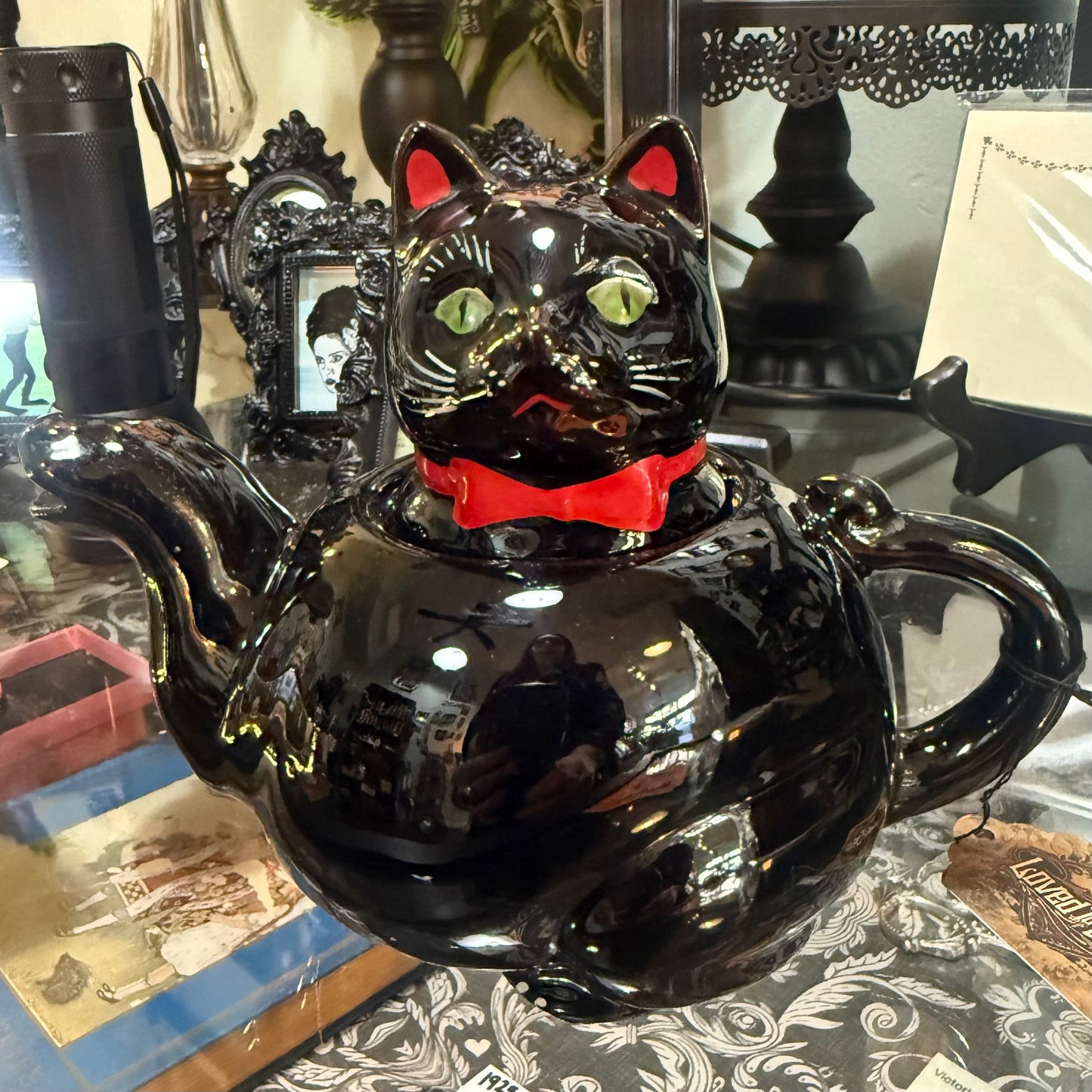 Antique Black Cat Teapot Excellent Condition