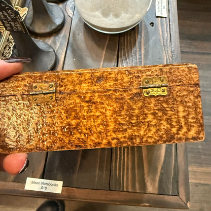 Antique Art Nouveau Woman & Grapes Pyrography Hinged Wooden Box