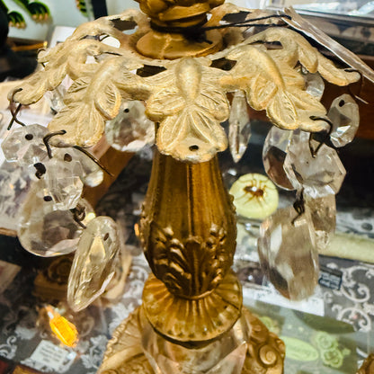 Antique Gold & Crystal Candelabra Set