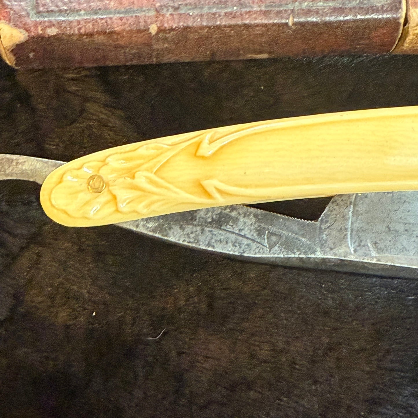 Antique Art Nouveau Celluloid Razor With Box