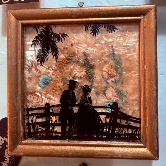 Antique Milkweed Gold Framed Couple Fence Hat