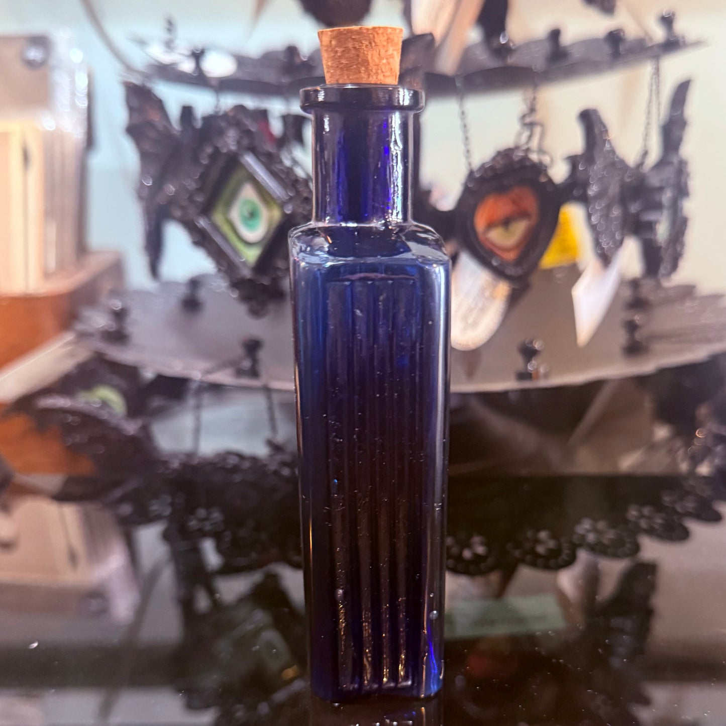 Antique Cobalt Blue Poison Bottle Rectangular 4 1/2”