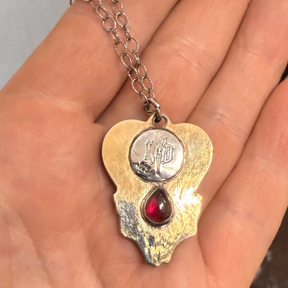 Opaline Spiderweb Heart Bat Handmade Sterling Necklace