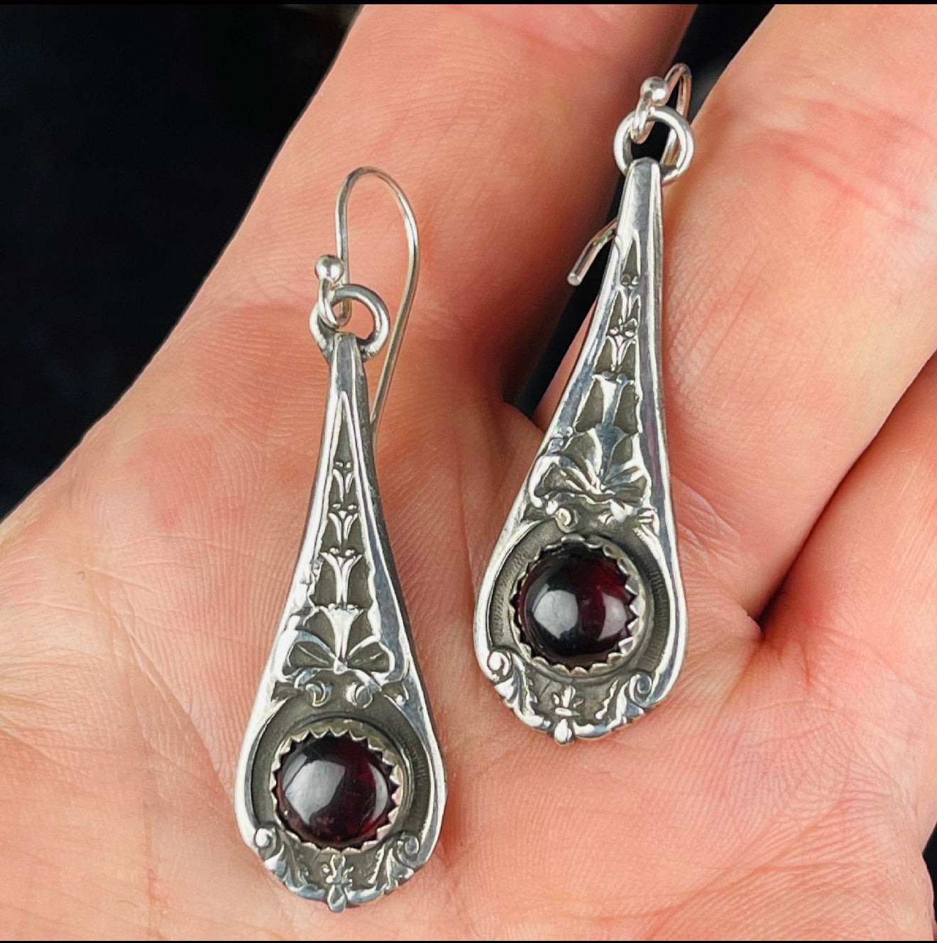 Gothic Victorian Handmade Sterling Bow Earrings Choose Stone
