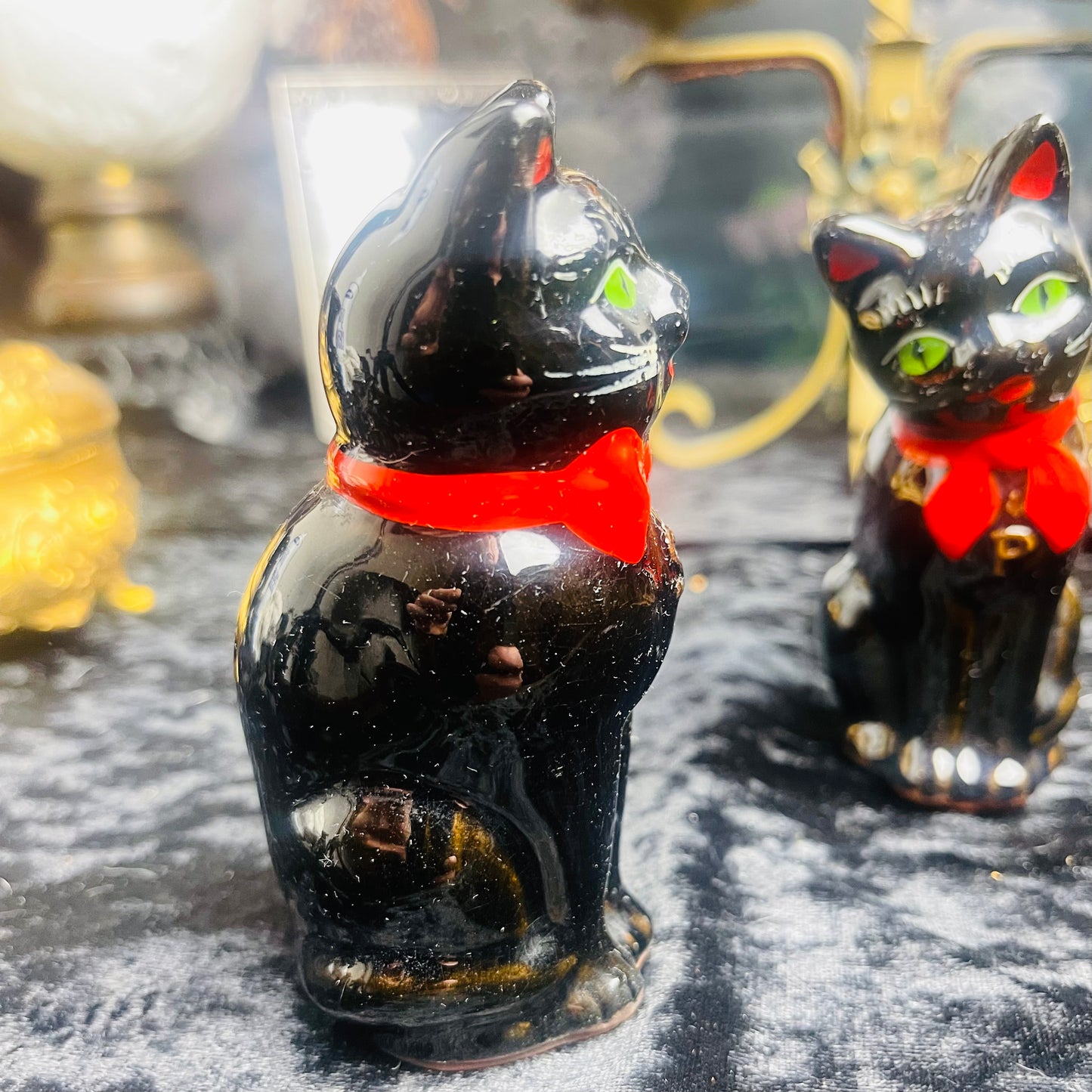 Antique Black Cat Salt & Pepper Shakers