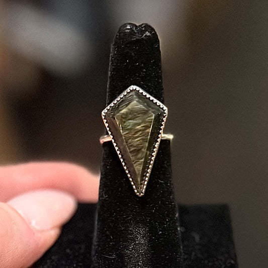 Sterling Velvet Obsidian Coffin Ring Handmade