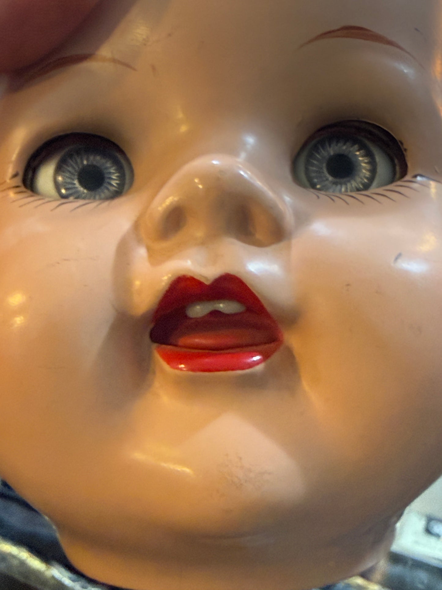 Antique Doll Head with Wandering Sleep Eyes & Teeth