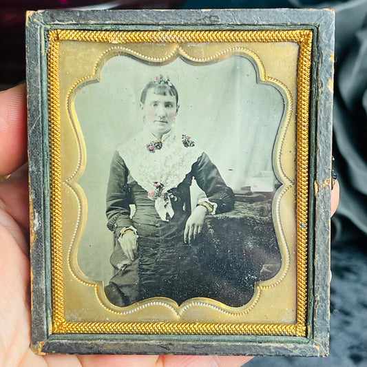 Antique Tintype In Original 1/2 Case