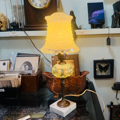 Antique Uranium Glass Budoir Lamp