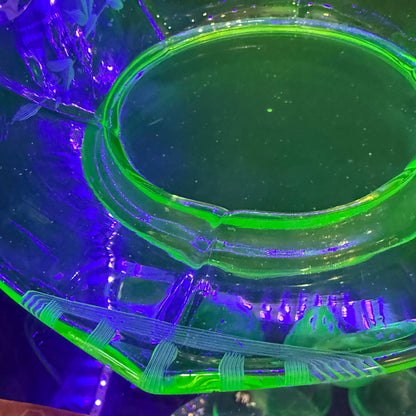 Antique Uranium Glass Curled Candy Dish