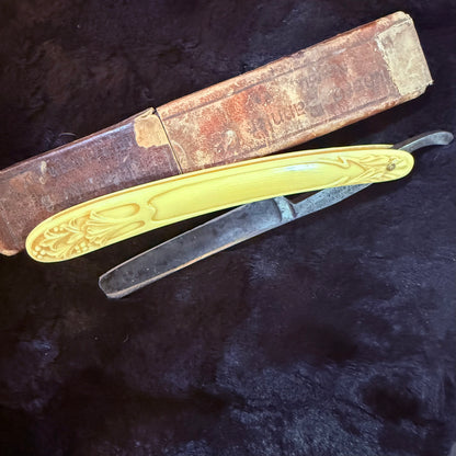 Antique Art Nouveau Celluloid Razor With Box