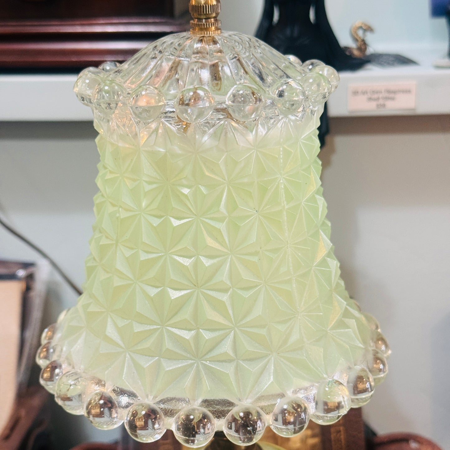 Antique Uranium Glass Budoir Lamp
