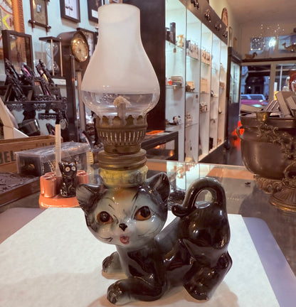 Antique 1940’s Kitten Oil Lamp