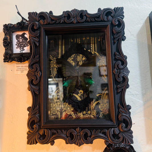 LTD Peacock Swallowtail Butterfly Shadowbox Art Gold Deco Background