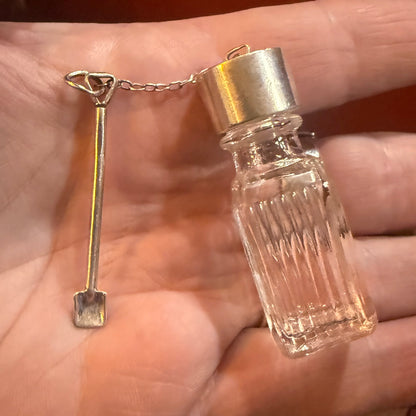 Early 1900’s Glass Vial Sterling Mini Shovel Spoon