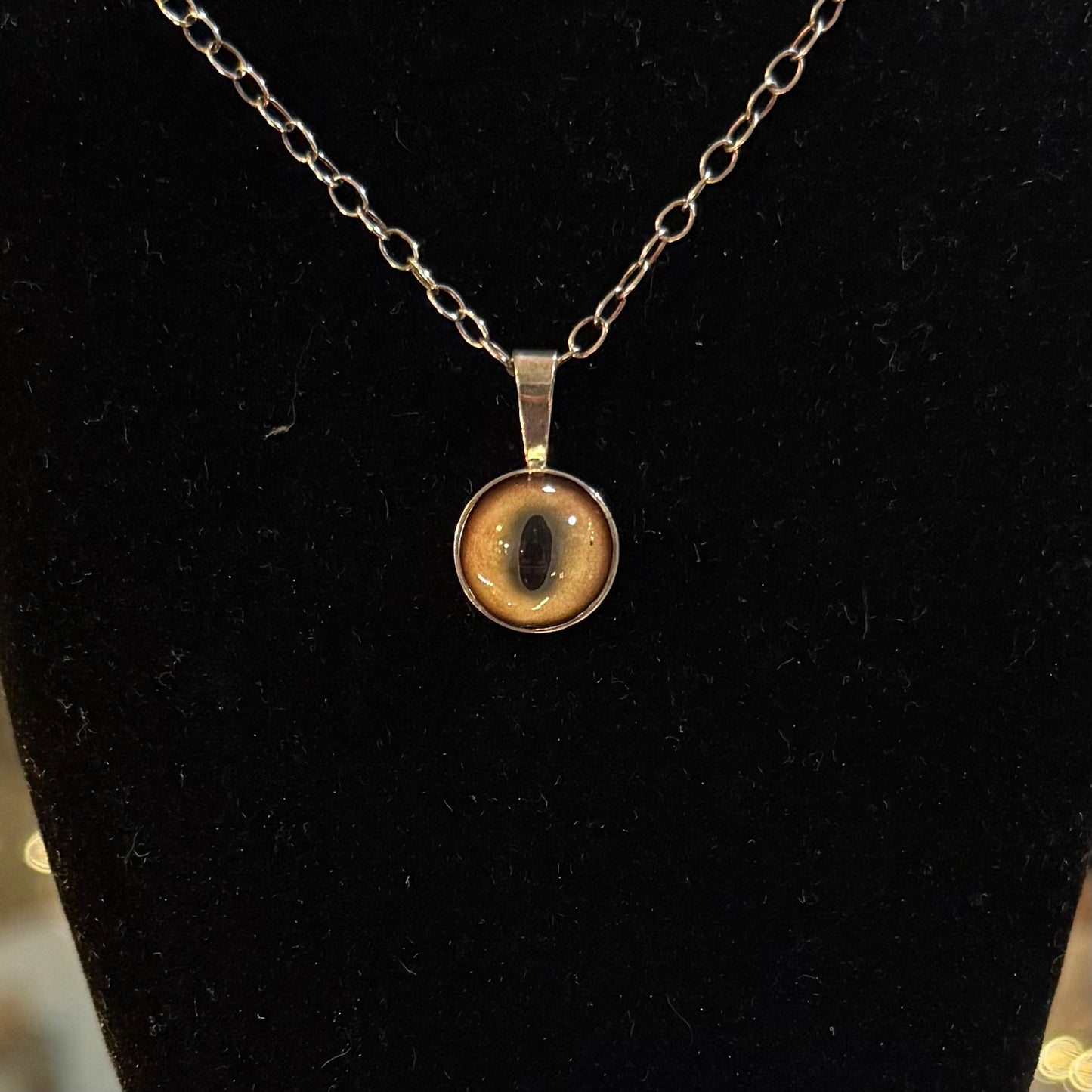 Bobcat Taxidermy Eye Sterling Necklace