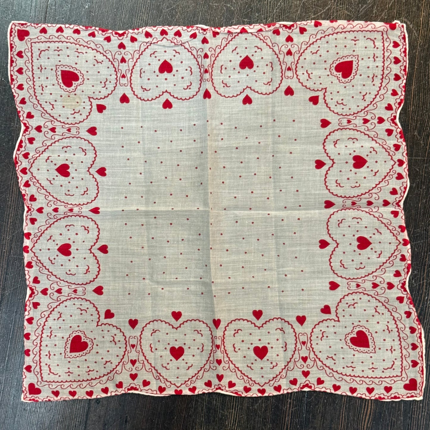 Antique Hearts Valentine Handkerchief