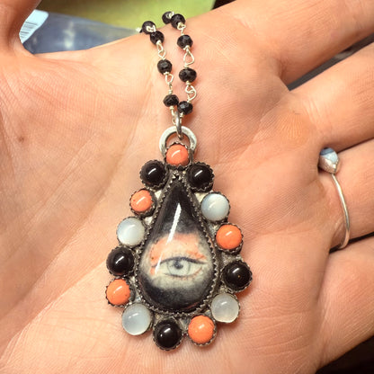 Sterling Gothic Victorian Lover’s Eye Necklace Millicent
