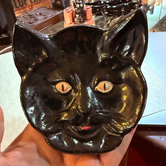 Antique 1940’s Black Cat Face Trinket Dish