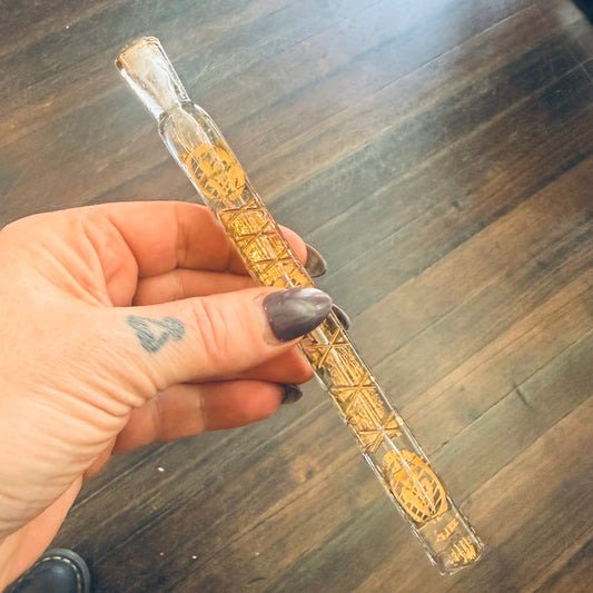 Victorian Tear Catcher Lachrymatory Gold Gilt Vial