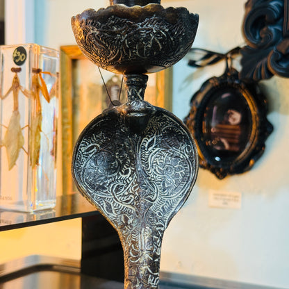 Antique Black Metal Coiled Cobra Candleholder