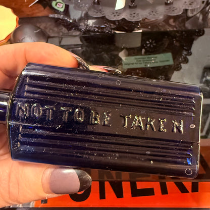 Antique Cobalt Blue Poison Bottle Rectangular 4 1/2”
