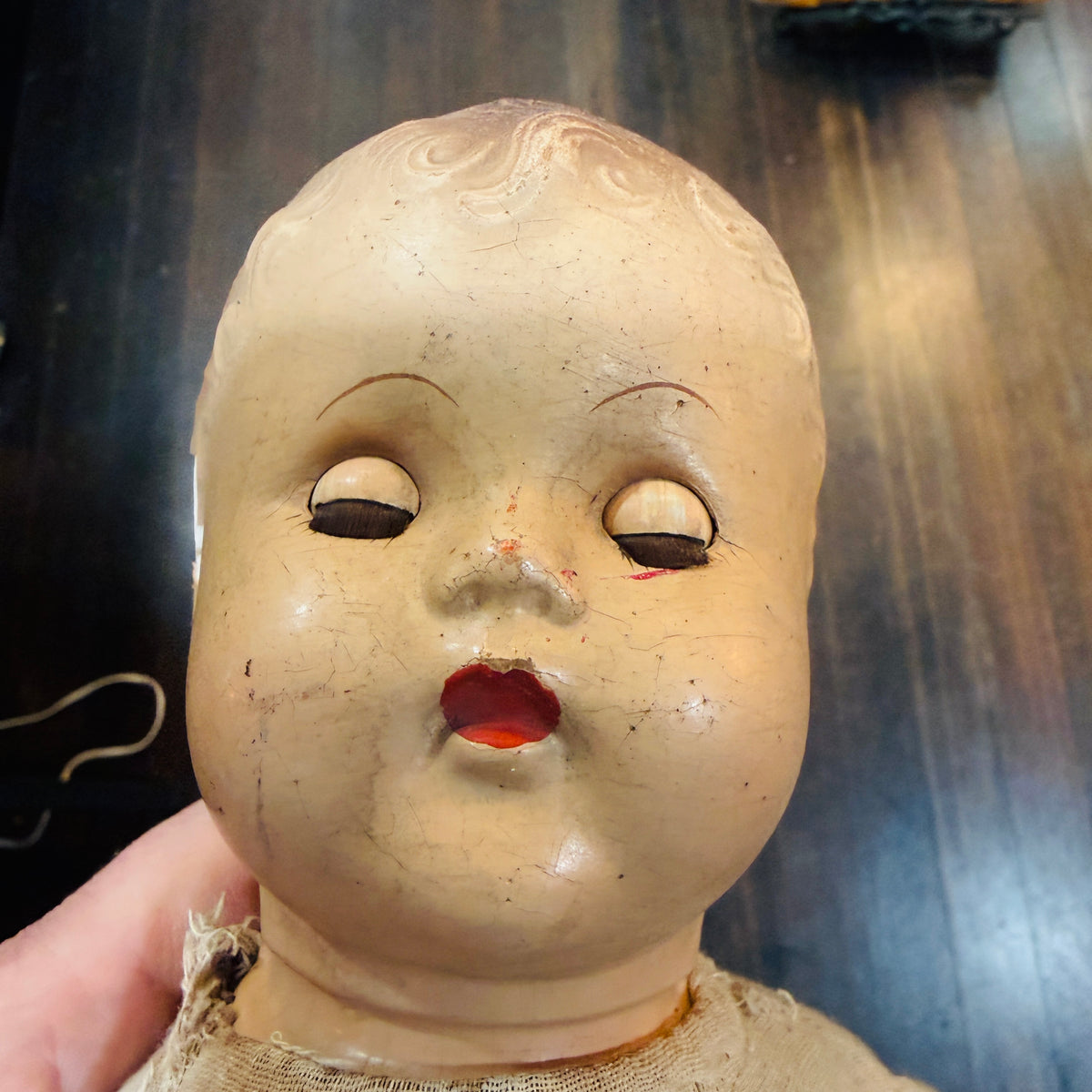Early 1950’s Squeaking Doll Creepy Eyes