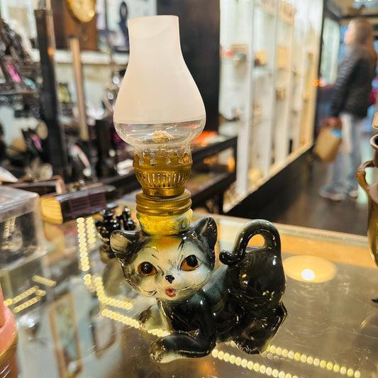Antique 1940’s Kitten Oil Lamp