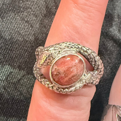 Coiled Snake Sunstone Sterling Ring