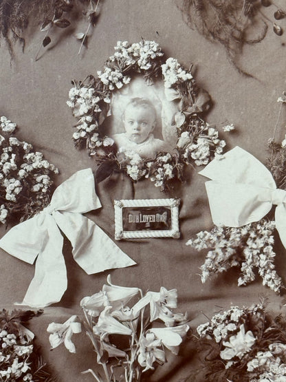 Victorian Memento Mori Funeral Photo Cabinet Card Child Gold Frame