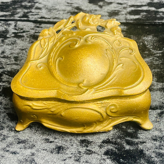 Antique Art Nouveau Gold Casket Box Lined