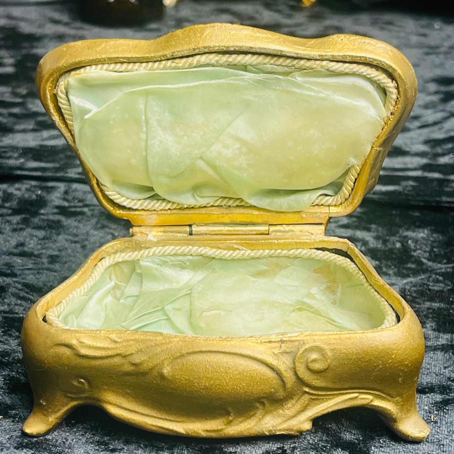 Antique Art Nouveau Gold Casket Box Lined