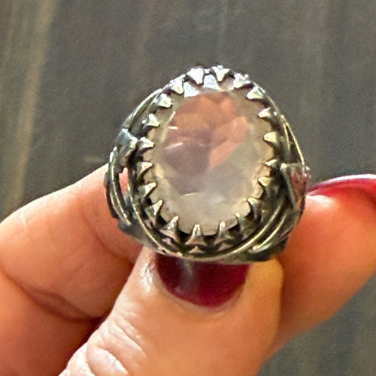 Sterling Rose Quartz Star Ring