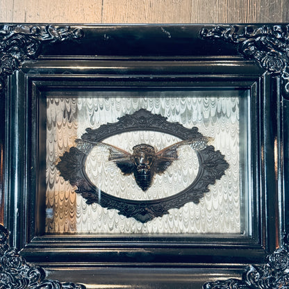 LTD Batwing Cicada Shadowbox Art Victorian Swirl Background