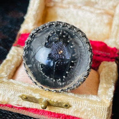 Victorian Thistle Purple Scarab Beetle Sterling Ring