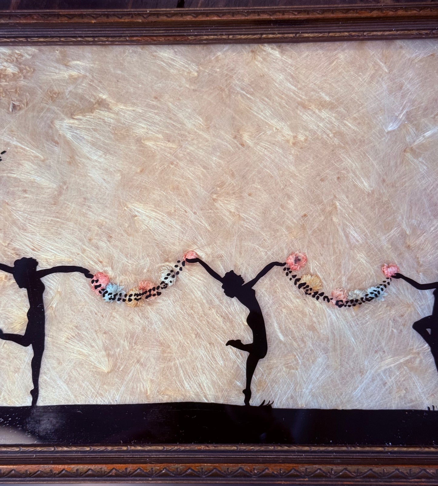 Antique Dancing Nymphs Women Hand Painted Milkweed Tray
