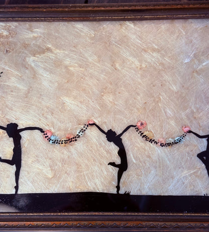 Antique Dancing Nymphs Women Hand Painted Milkweed Tray