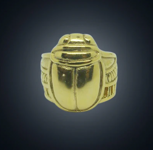 Scarab Beetle 24K Gold Brass Ring
