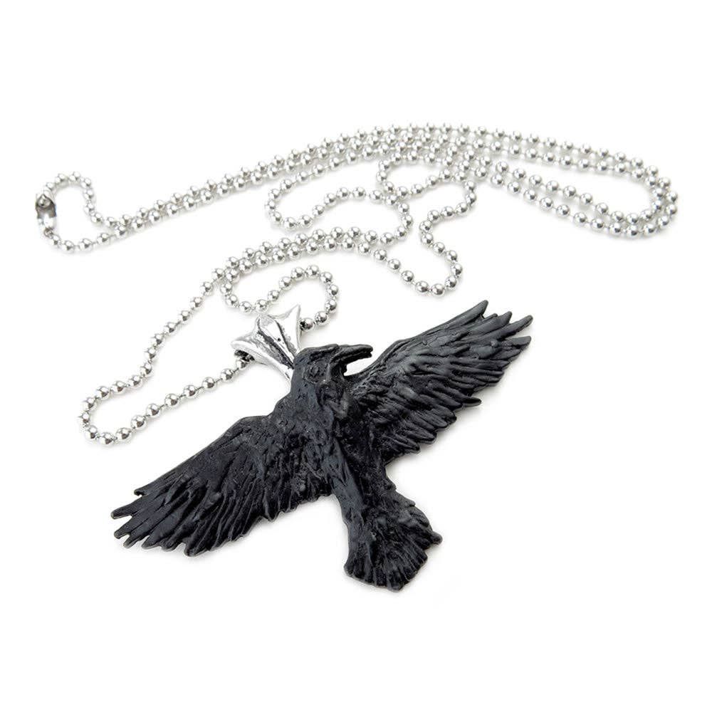 Black Raven Pendant Pewter