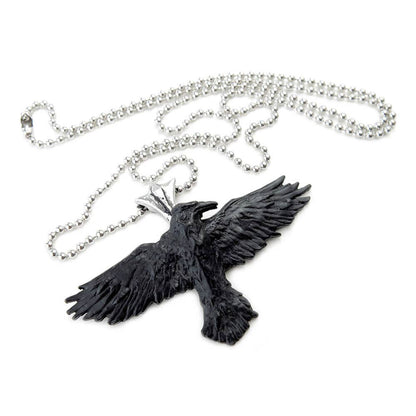 Black Raven Pendant Pewter