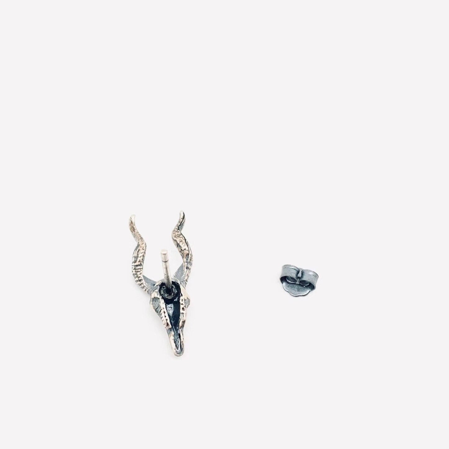 Sterling Silver Skull Goat Head Stud Earrings