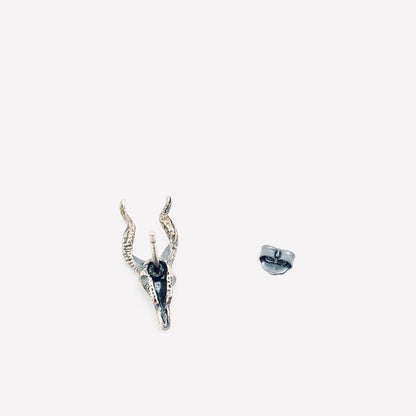 Sterling Silver Skull Goat Head Stud Earrings
