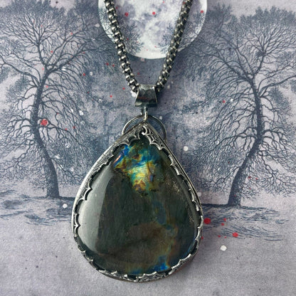 { Anais } Purple Labradorite Spider Sterling Necklace - Loved To Death