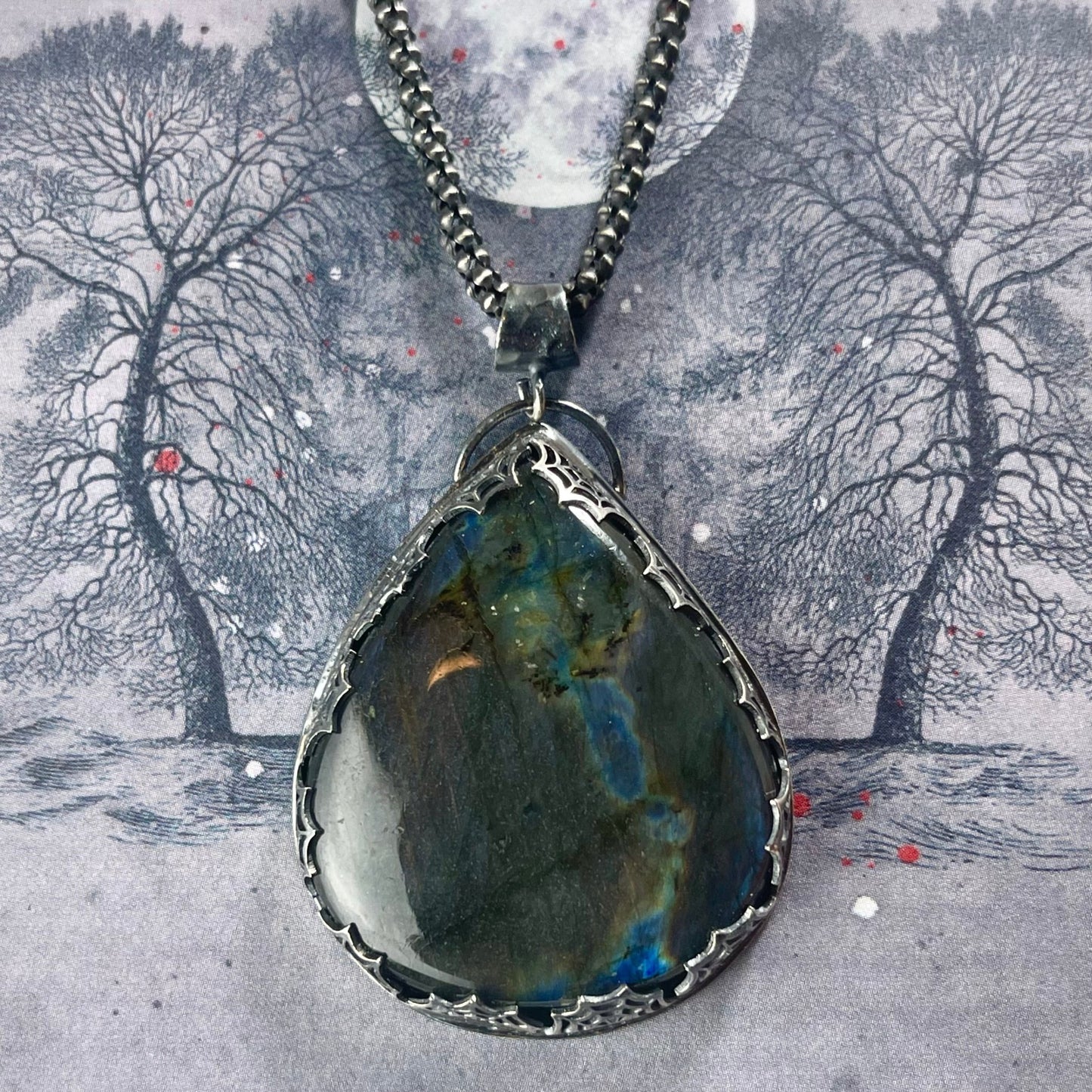 { Anais } Purple Labradorite Spider Sterling Necklace - Loved To Death