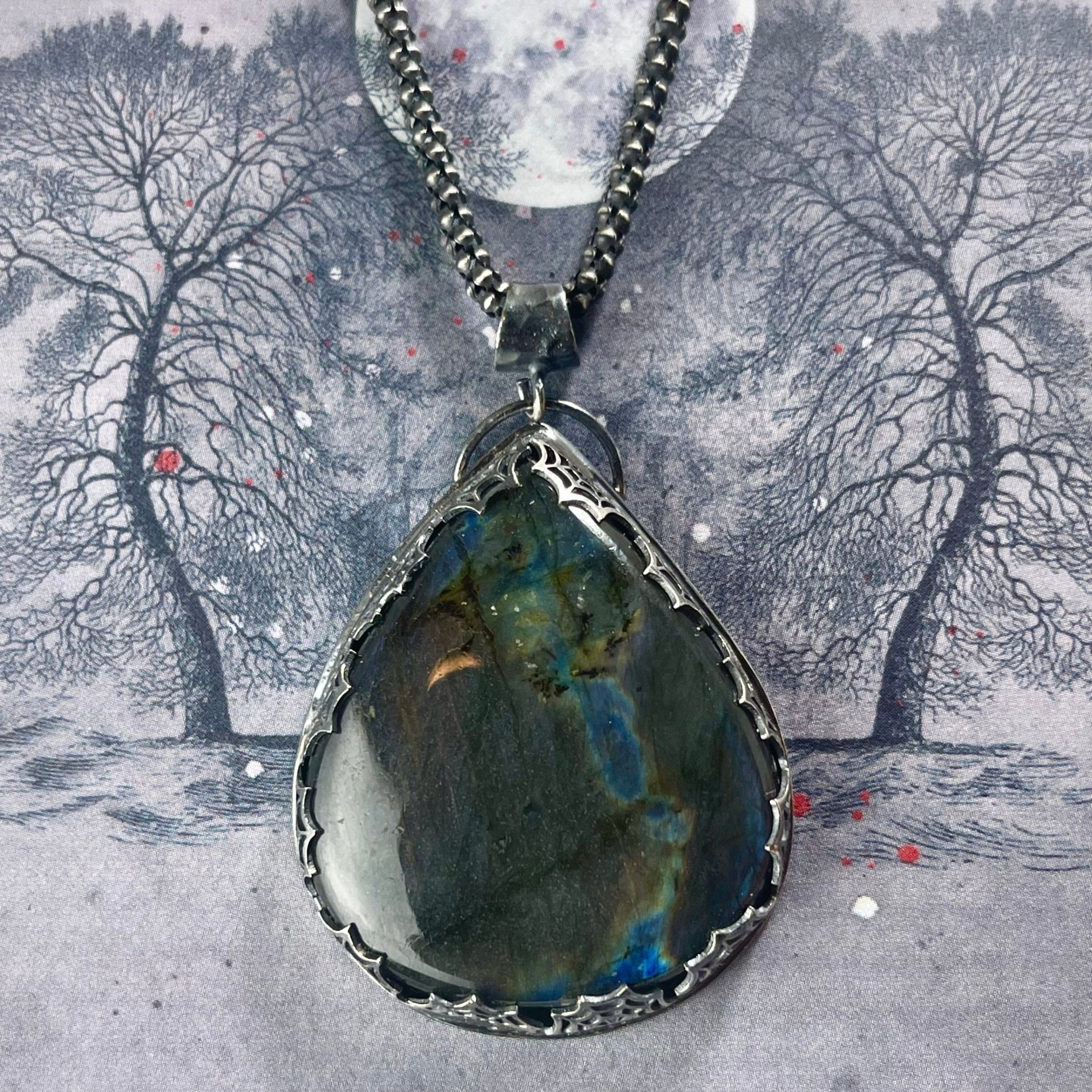 { Anais } Purple Labradorite Spider Sterling Necklace - Loved To Death