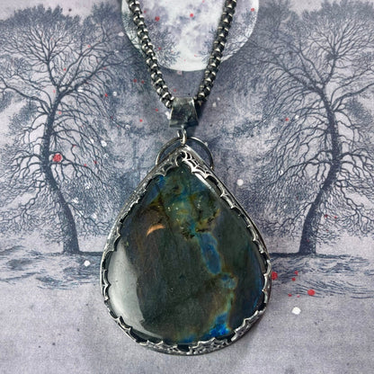 { Anais } Purple Labradorite Spider Sterling Necklace - Loved To Death